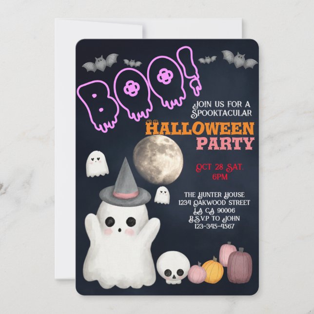 Einladungen zum niedlichen Halloween-Party (Vorderseite)