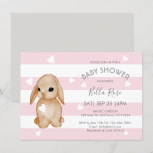 Einladungen zum Pink Gray Bunny Baby Shower