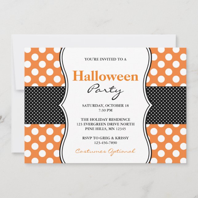 Einladungen zum Polka Dots Halloween-Party (Vorderseite)