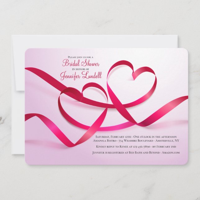 Einladungen zum Ribbon Hearts Bridal Shower (Vorderseite)
