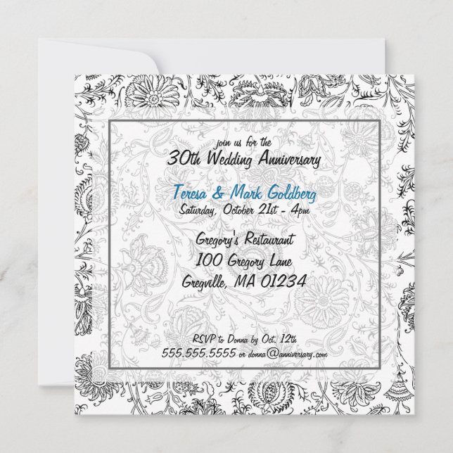 Einladungen zum Schwarz-Weiß-Hochzeitstag (Vorderseite)