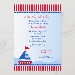 Einladungen zum Segelboot Nautical Baby Shower