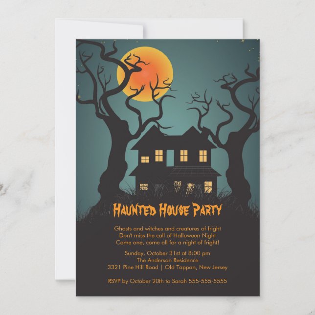 Einladungen zum Spuk Haus-Halloween-Party (Vorderseite)