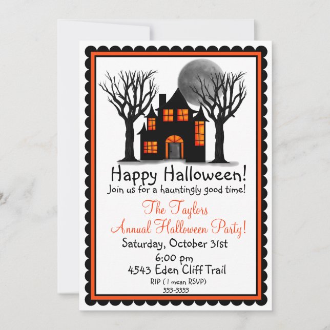 Einladungen zum Spuk Haus-Halloween-Party (Vorderseite)