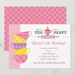 Einladungen zum Tea Birthday (Tea Party Cups)
