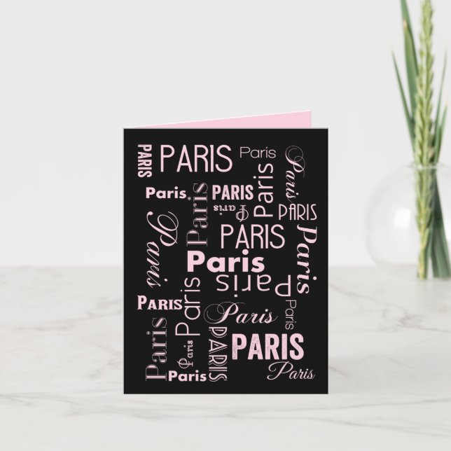 Einladungen zum Thema Paris in Rosa und Schwarz Pa (Vorderseite)