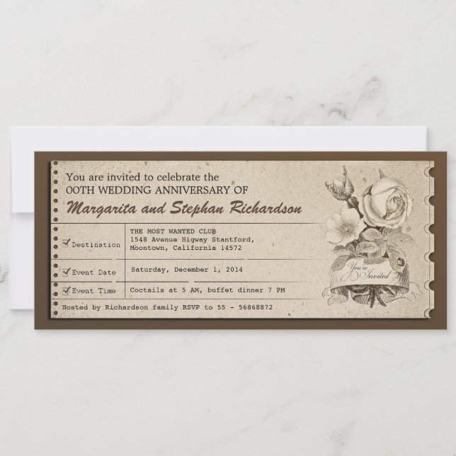 Einladungen zum Vintagen Hochzeitstag (Vorderseite)