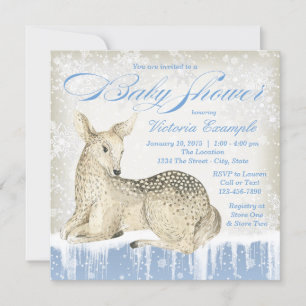 Einladungen zum Winter Woodland Deer Boy Baby Show