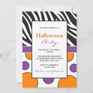 Einladungen zum Zebra Dots Halloween-Party