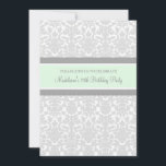 Einladungen zur 70. Geburtstagsparty<br><div class="desc">Individuelle 70. Geburtstagsparty Einladungen in elegantem, hellpastellfarbenem Minzgrün, grau-weiße klassische Blumenmotive Vintages Muster. Fügen Sie Ihren Namen und Ihre Party-Details für eine einzigartige und stilvolle Geburtstagsfeier-Einladung hinzu.</div>