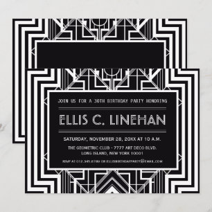 Einladungen zur Black Geometric Birthday Party