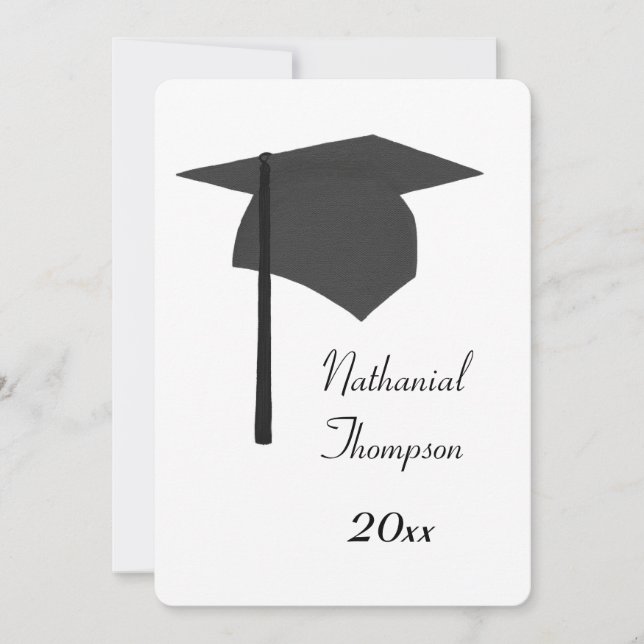 Einladungen zur Black Graduation Cap und Tassel (Vorderseite)