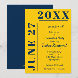 Einladungen zur Blauen und Gelben Graduation Party