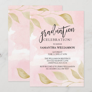 Einladungen zur Blush Pink and Gold Graduation Par