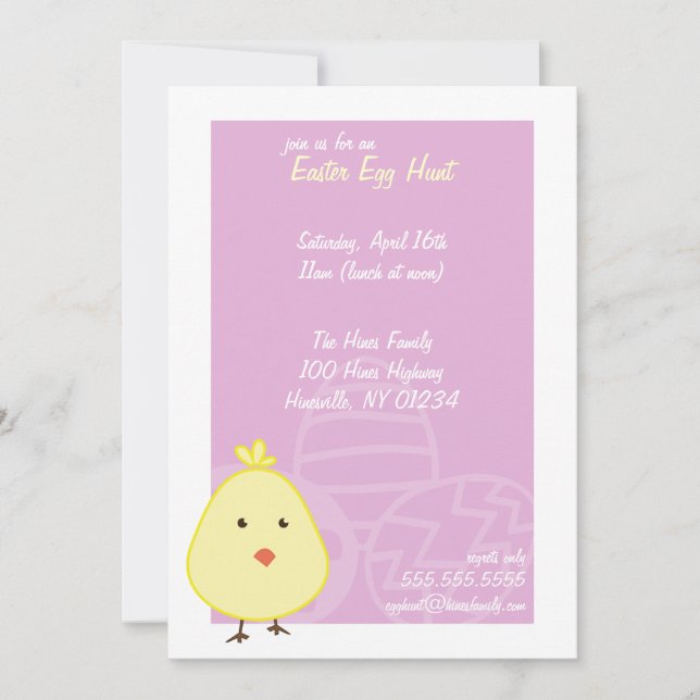 Einladungen zur Eizelljagd für Baby Chick Oaster (Vorderseite)