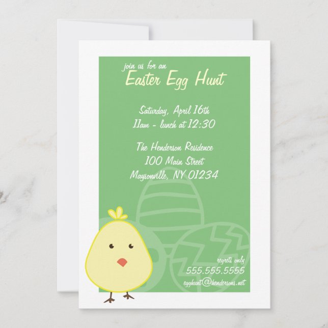 Einladungen zur Eizelljagd für Baby Chick Oaster (Vorderseite)