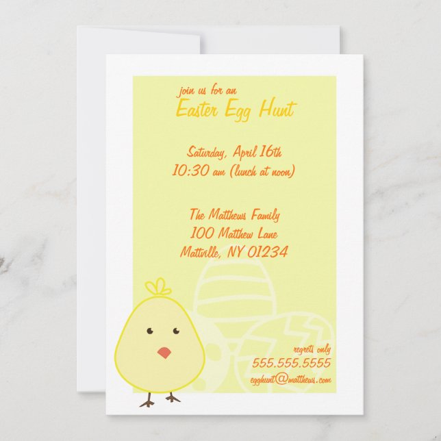 Einladungen zur Eizelljagd für Baby Chick Oaster (Vorderseite)