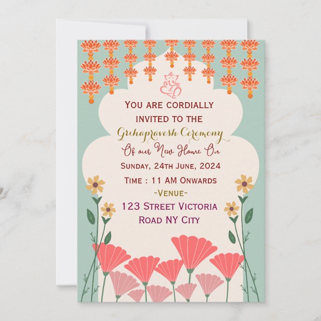 Einladungen zur Feier Grihapravesh (Vorderseite)
