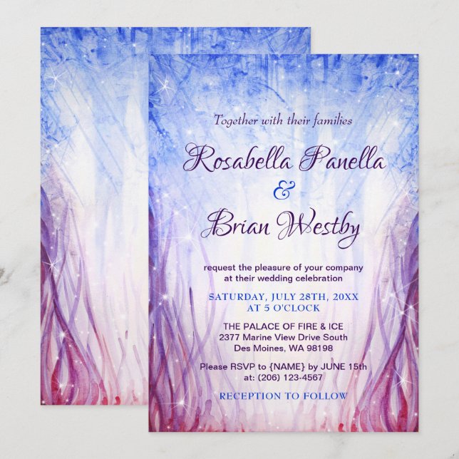 Einladungen zur Feuerwehr und Eishochzeit| Blauer  (Vorne/Hinten)