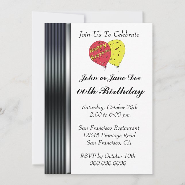 Einladungen zur Geburtstagspartei (Vorderseite)