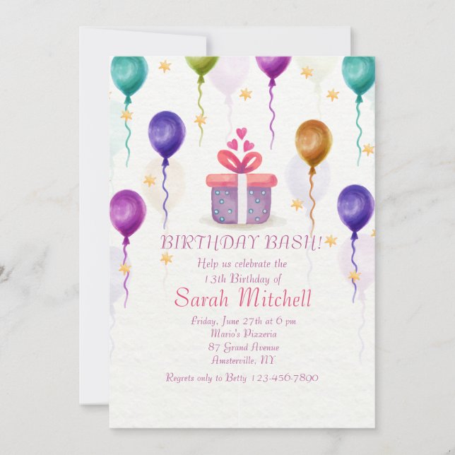 Einladungen zur Geburtstagspartei (Vorderseite)