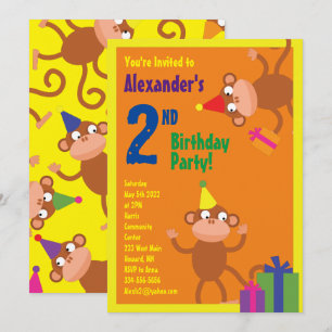 Einladungen zur Geburtstagsparty von Affen-Kid