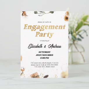 Einladungen zur Gold Floral Christmas Engagement