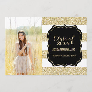Einladungen zur Gold Glitzer Graduation Party