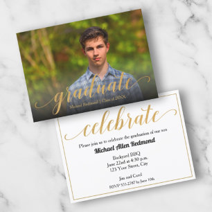 Einladungen zur Gold Script Graduation Party