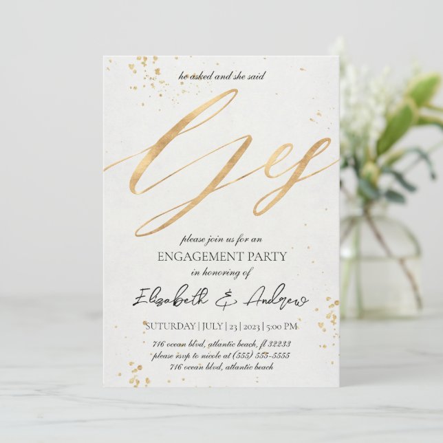 Einladungen zur Gold Weihnachts-Engagement-Partei (Stehend Vorderseite)