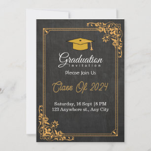 Einladungen zur Graduierung   Schwarz und Gold