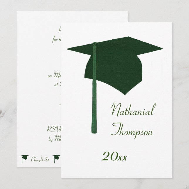 Einladungen zur grünen Graduation (Vorne/Hinten)