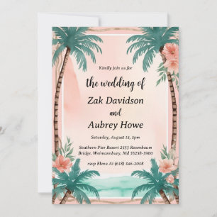 Einladungen zur Hochzeit am Strand von Palmen