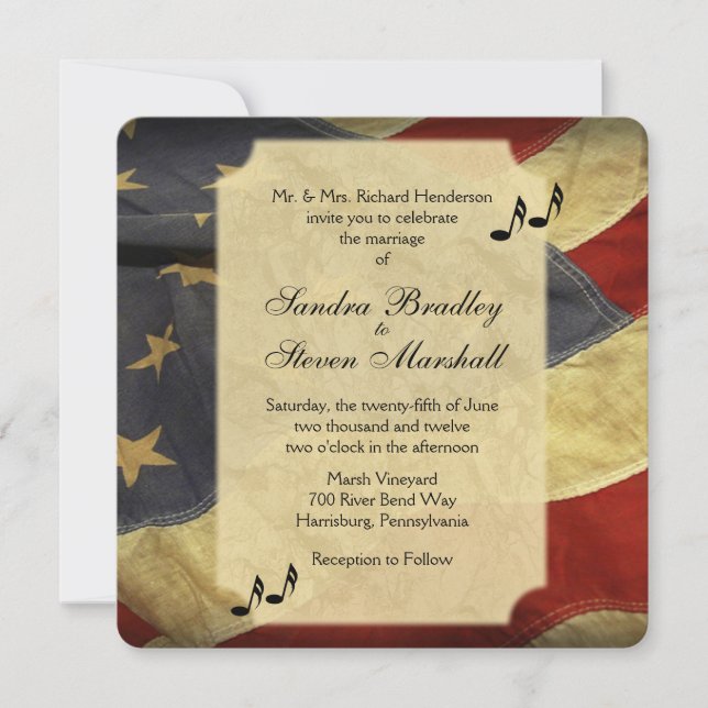 Einladungen zur Hochzeit amerikanischer Flaggen (Vorderseite)