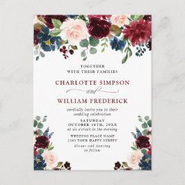 Einladungen zur Hochzeit der Burgund Navy