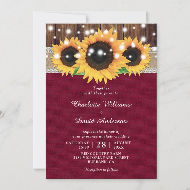Einladungen zur Hochzeit der Sonnenblumen in Burgu (Vorderseite)