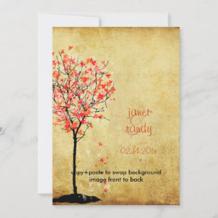 Einladungen zur Hochzeit im Herbst/Blätter für rot