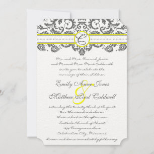 Einladungen zur Hochzeit in Grau und Gelb
