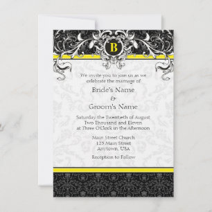 Einladungen zur Hochzeit von A6-Monogramm aus Gelb