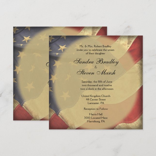Einladungen zur Hochzeit von amerikanischen Fahnen (Vorne/Hinten)