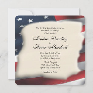 Einladungen zur Hochzeit von amerikanischen Fahnen