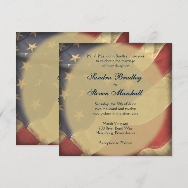 Einladungen zur Hochzeit von amerikanischen Fahnen (Vorne/Hinten)