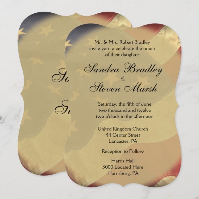 Einladungen zur Hochzeit von amerikanischen Fahnen (Vorne/Hinten)