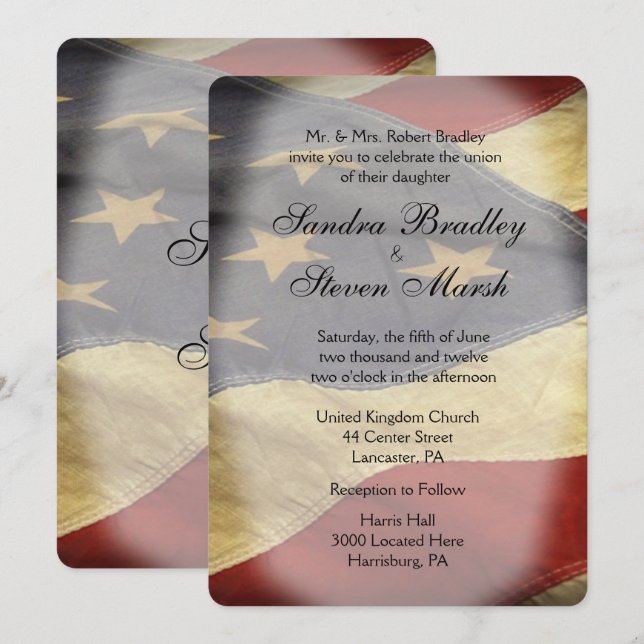 Einladungen zur Hochzeit von amerikanischen Fahnen (Vorne/Hinten)
