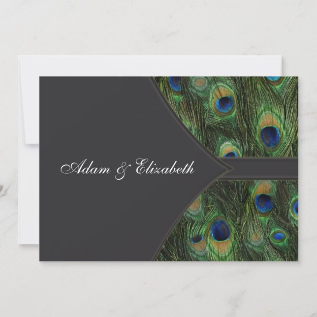 Einladungen zur Hochzeit von Black Peacock (Vorderseite)