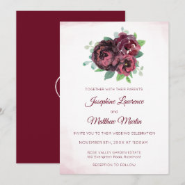 Einladungen zur Hochzeit von Burgundy Rose Bouquet