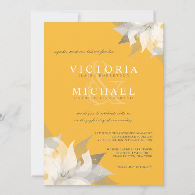Einladungen zur Hochzeit von Goldene und Weiße Flo (Vorderseite)