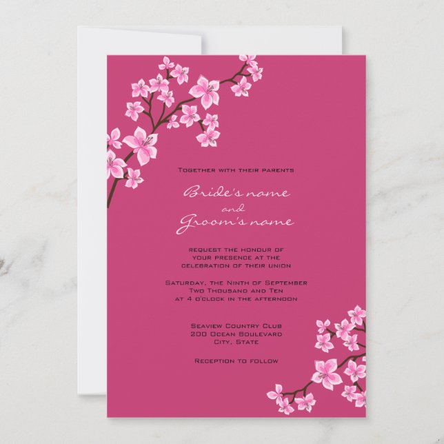 Einladungen zur Hochzeit von Kirsch-Blossom (Vorderseite)