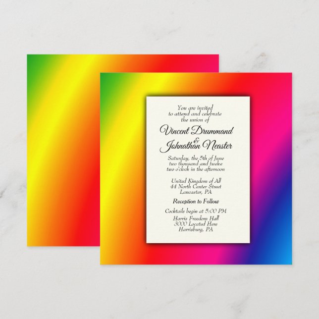 Einladungen zur Hochzeit von Rainbow (Vorne/Hinten)