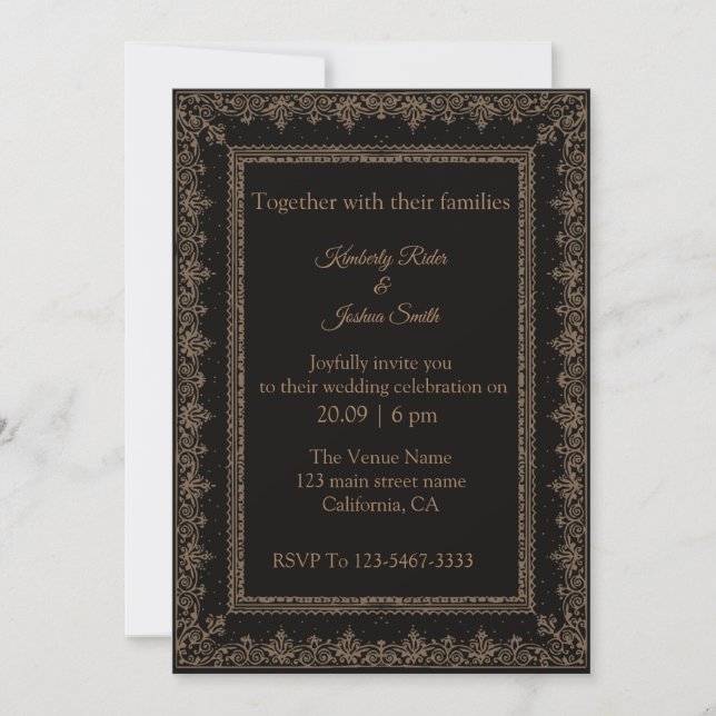 Einladungen zur Hochzeit von Vintagen Rahmen (Vorderseite)